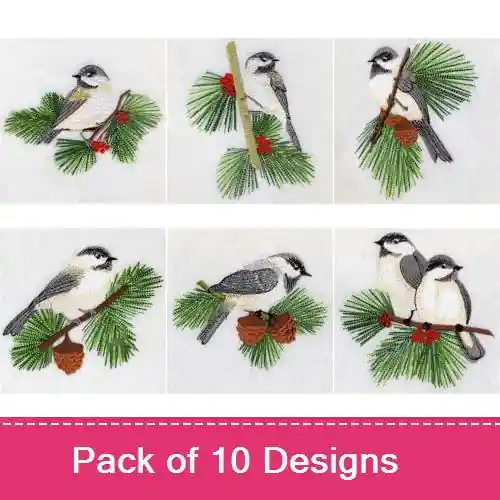 Black Capped Chickadee Embroidery design pack by Ace Points, Embroidery Packs on EmbroideryDesigns.com Save Now