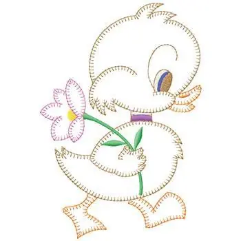 Hot Deal Duck with Flower Embroidery Design