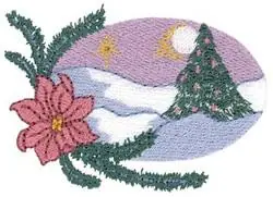 Same Day Shipping Scene With Poinsettia Embroidery Design