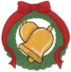 Worldwide Shipping Wreath & Bells Embroidery Design