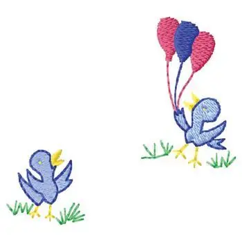 Birds with Balloons Embroidery Design Luxury