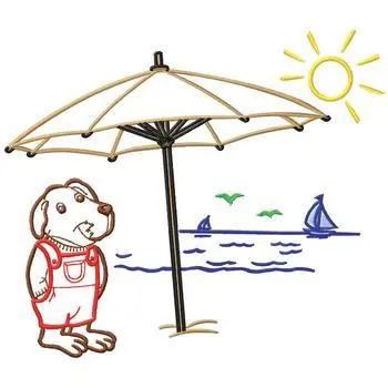Dog On Beach Embroidery Design One Day Deal