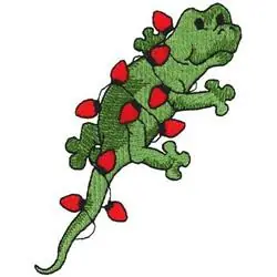Gecko with Christmas Lights Embroidery Design Price Cut