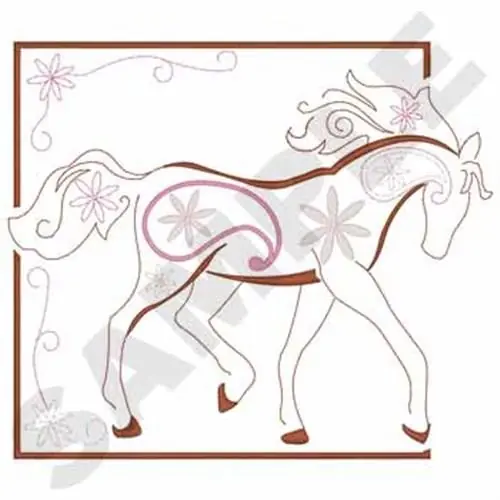 Handmade Paisley Horse Outline Embroidery Design