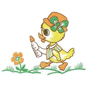 Duck with Bottle Embroidery Design Seasonal Sale