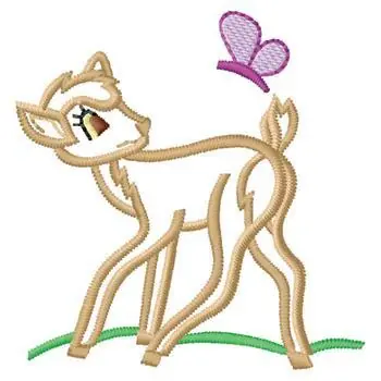 Fawn and butterfly Embroidery Design In Demand