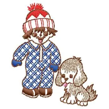 Boy with Puppy Embroidery Design Free Shipping