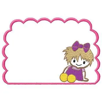 Modern Girl with Border Embroidery Design