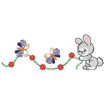 Handmade Rabbit and Butterflies Embroidery Design