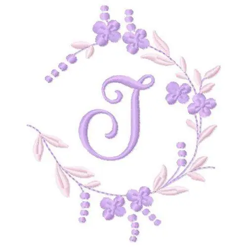 Floral Monogram J Embroidery Design Price Cut