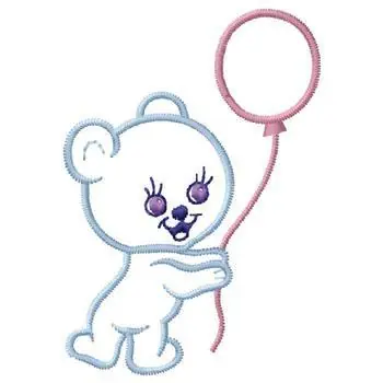 Secure Checkout Bear with Balloon Embroidery Design