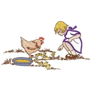 Must Have Girl with Chicken Embroidery Design