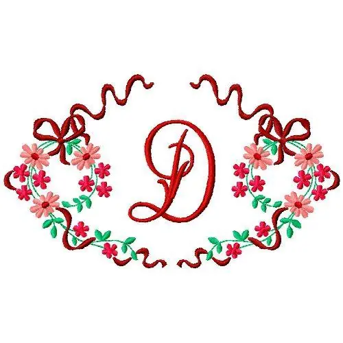 Floral Monogram D Embroidery Design Hot Deal
