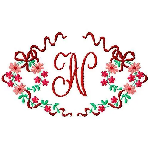 Floral Monogram N Embroidery Design Special Discount
