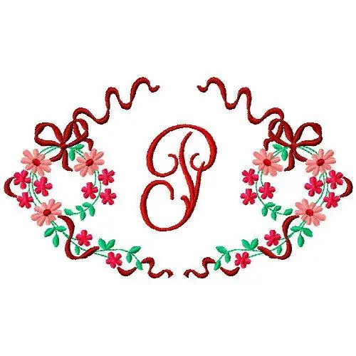 Floral Monogram P Embroidery Design Last Chance