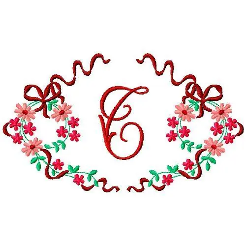 Last Chance Floral Monogram T Embroidery Design