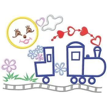 Buy Today Love Train Embroidery Design