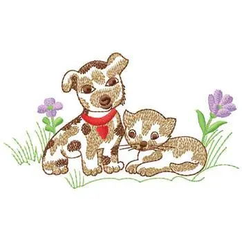 Holiday Sale Puppy & Kitty Embroidery Design