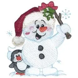 Snowman W Mistletoe Embroidery Design Buy Online