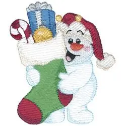 Snowman W Stocking Embroidery Design Direct From Manufacturer