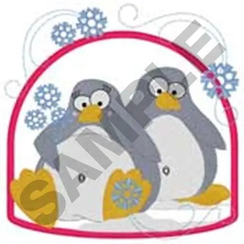 Penguins Frame Embroidery Design Modern