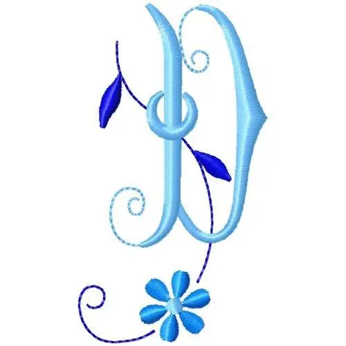 Luxury Flower Monogram D Embroidery Design