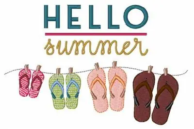 Same Day Shipping Hello Summer Embroidery Design