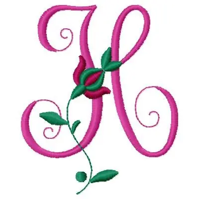Handmade Flower Alphabet H Embroidery Design