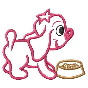 Dog with Dish Embroidery Design Final Sale