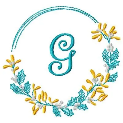 No Minimum Order Holly Monogram G Embroidery Design