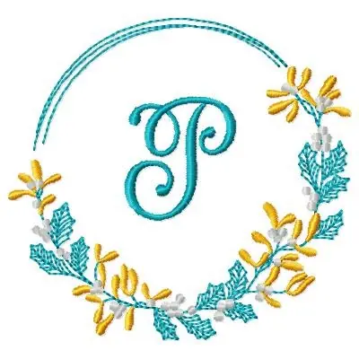 Viral Holly Monogram P Embroidery Design