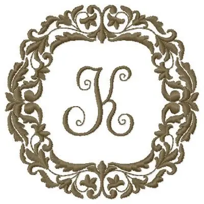 Monogram Letter K Embroidery Design Same Day Shipping
