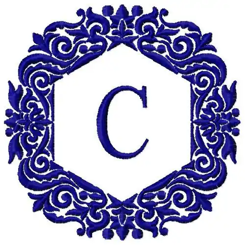 Hexagon Letter C Embroidery Design Handmade
