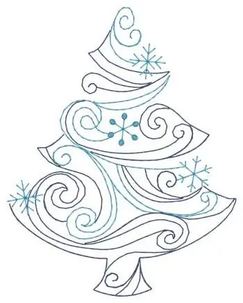 Swirly Xmas Tree Embroidery Design Popular