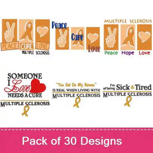 Limited Offer MS Awareness Ribbon Embroidery design pack by Embroidery Patterns, Embroidery Packs on EmbroideryDesigns.com