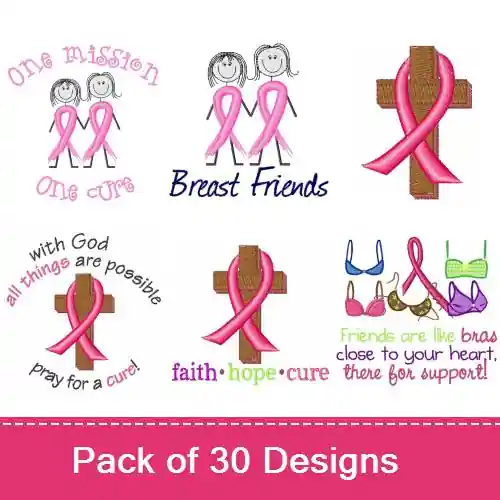 High Quality Breast Cancer Ribbon Embroidery design pack by Embroidery Patterns, Embroidery Packs on EmbroideryDesigns.com
