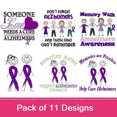Secure Checkout Alzheimers Awareness Ribbon Embroidery design pack by Embroidery Patterns, Embroidery Packs on EmbroideryDesigns.com