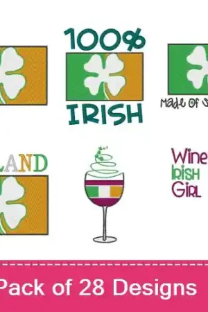 Worldwide Shipping Irish Combo Pack Embroidery design pack by Embroidery Patterns, Embroidery Packs on EmbroideryDesigns.com