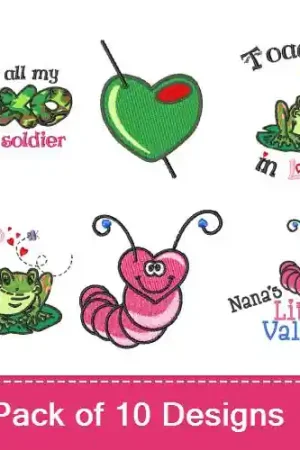 Valentine Pack Embroidery design pack by Embroidery Patterns, Embroidery Packs on EmbroideryDesigns.com Warranty Included