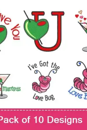 Valentine Day Pack Embroidery design pack by Embroidery Patterns, Embroidery Packs on EmbroideryDesigns.com Exclusive Offer