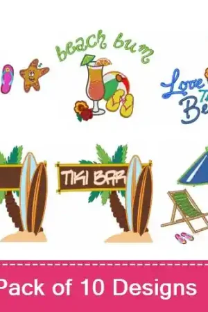 Super Sale Beach Time Embroidery design pack by Embroidery Patterns, Embroidery Packs on EmbroideryDesigns.com