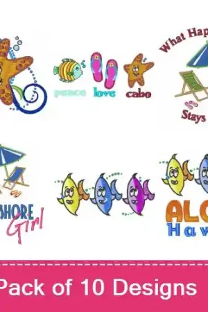 Today Only Beach Combo Pack Embroidery design pack by Embroidery Patterns, Embroidery Packs on EmbroideryDesigns.com