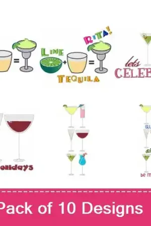 Trending Tropical Drinks Embroidery design pack by Embroidery Patterns, Embroidery Packs on EmbroideryDesigns.com