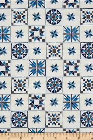Winter Barns Quilts Blue Blocks in Parchment  with Free $89.99 Bundle Limited Offer