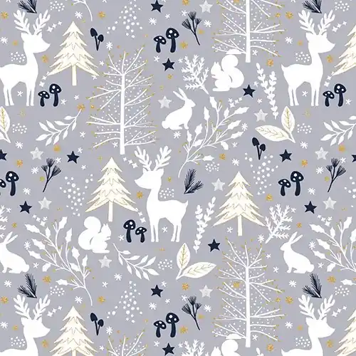 One Day Deal Majestic Winter Animal Silhouettes with Gold Glitter in Gray with Free $89.99 Bundle