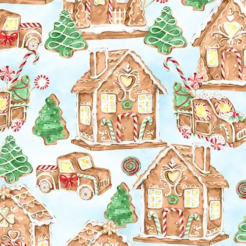 Gingerneering Gingerbread Village in Blue with Free $89.99 Bundle Free Shipping