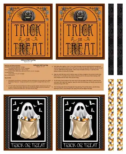 Halloween Ball Halloween Treat Bag Panel 36” with Free $89.99 Bundle In Demand