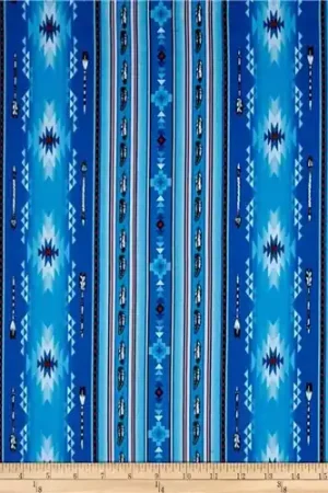 Arrows and Feathers Southwest Blanket Stripe Navaho Native Spirit in Blue with Free $89.99 Bundle Special Discount