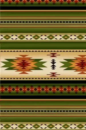 Original Tucson Aztec Southwestern Native American Stripe in Green with Free $89.99 Bundle