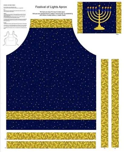 Weekend Sale Festival of Lights Hanukkah Apron Panel 36 x 44 inches with Free $89.99 Bundle